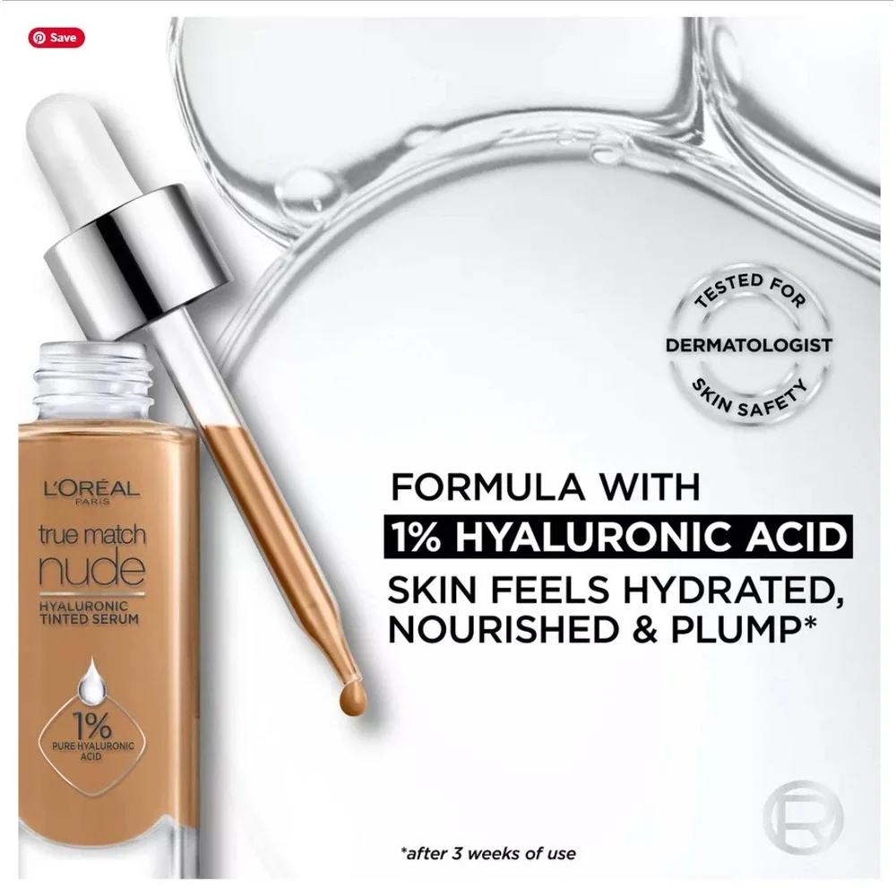 Loreal True Match Nude Hyaluronic Tinted Serum 10-12 Very Deep 1.0 fl oz New